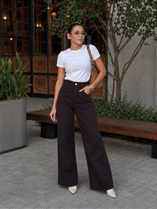 CALÇA WIDE LEG MARROM 36 CÓD. 341