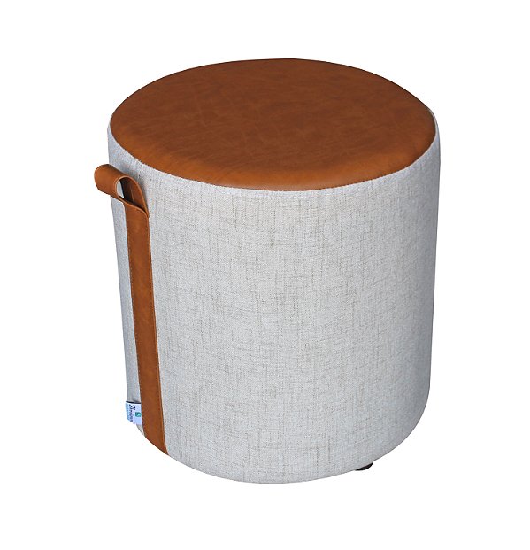Puff Rolha com alça 40cm - LINHO E COURO ECOLÓGICO