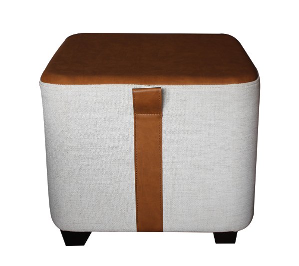 Puff Cubo com alça 50cm - LINHO E COURO ECOLÓGICO