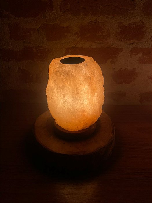 Luminária de Sal Rosa do Himalaia - Bruta com Difusor