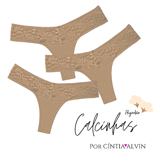 Kit 3 Calcinhas Algodão Monocromático Basic