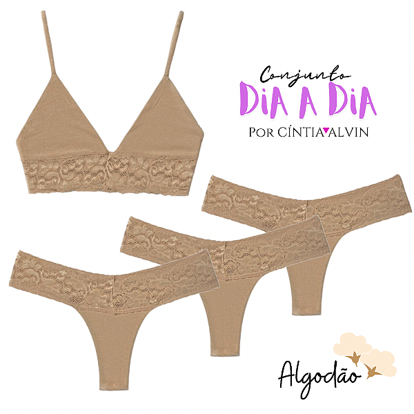 KIT 1 Sutop + 3 calcinhas Algodão
