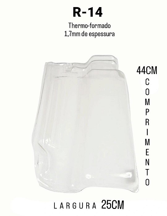 Telha R-14 / Eurotop Thermo Transparente Medida 44x25 cm