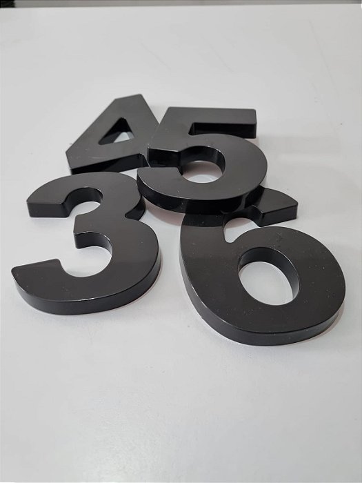 Kit 4 Números Residenciais 15cm Preto 3D Caixa Alta