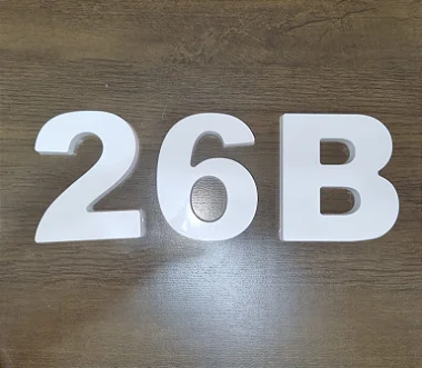 Kit 3 Números /Letra Residenciais 10cm Branco 3D Caixa Alta