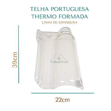 Caixa 10 Telhas Portuguesa Thermo Transparente  Plastico Pet  39x22CM