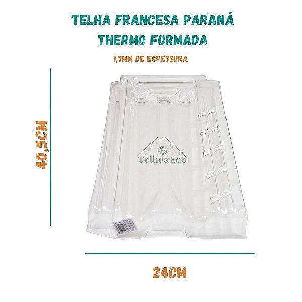 5 Telhas Francesa Parana Plastica Pet Transparente Medida 40x24 cm Thermo