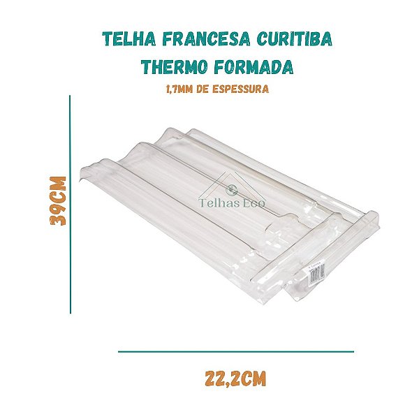 5 Telhas  Francesa Curitiba Thermo Transparente Plastico  Medida 39x22 cm