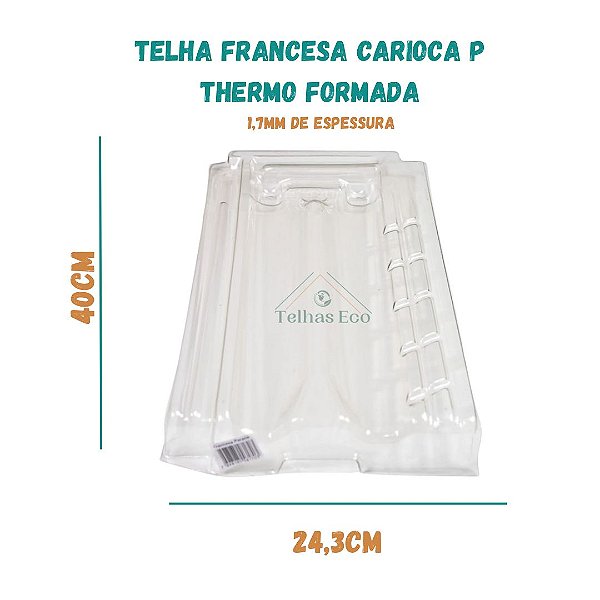 10 Telhas Francesa Carioca P Transparente Plastico (Pet) Med. 40x24 cm