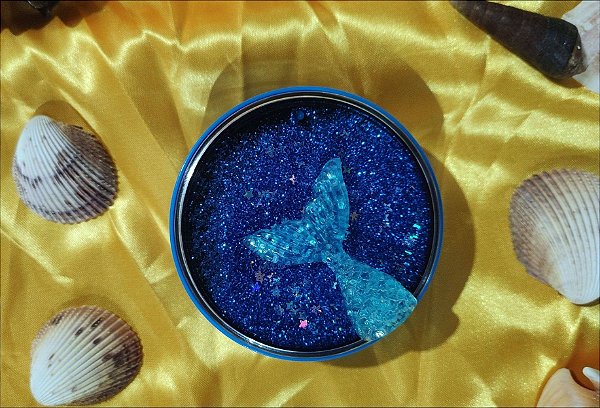 Kit Estojo (case) Luxo com Glitter para viagem Sereia Azul