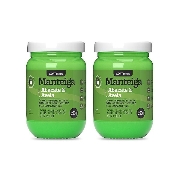 Kit 02un Manteigas Veganas de Abacate e Aveia 220ml