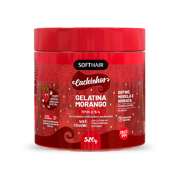 Gelatina Cachinhos Morango Soft Hair 520g