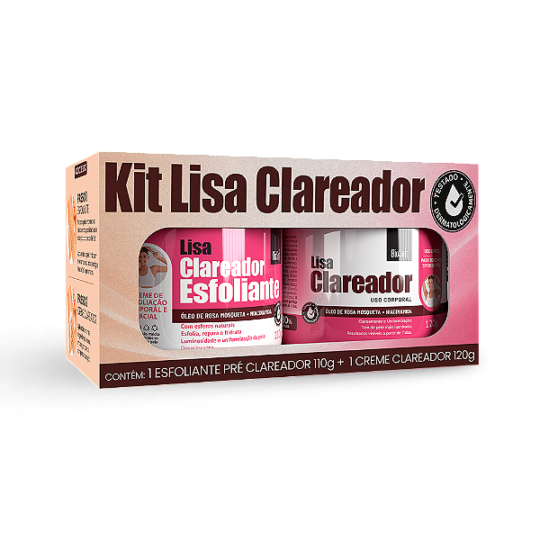 Kit Creme Clareador Virilha e Axilas Rosa Mosqueta + Clareador Esfoliante Rosa Mosqueta