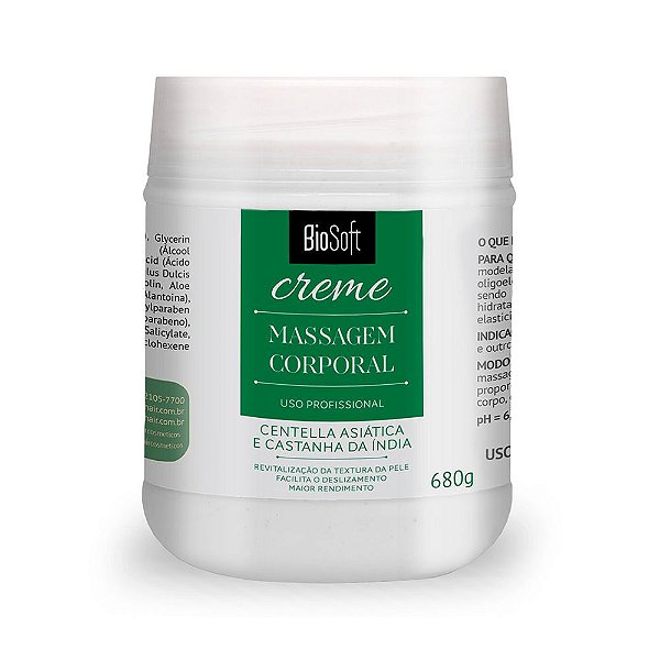 Creme de Massagem Corporal Centella Asiática & Castanha da Índia Bio Soft 680g