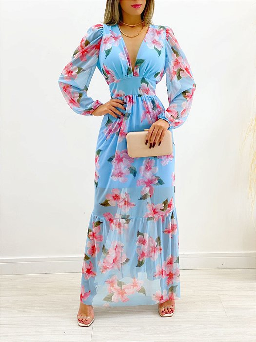 Vestido Tule Estampado