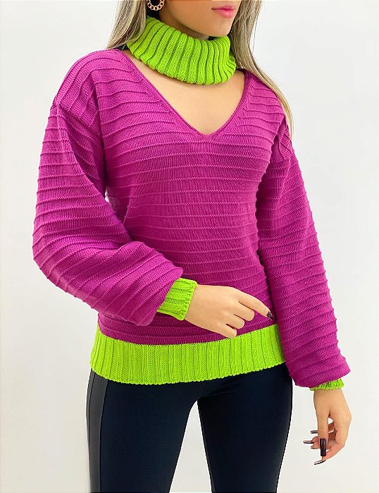 Blusa Tricot Detalhe Gola (Diversas Cores)