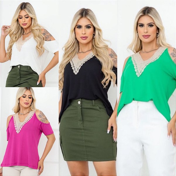 Blusa Detalhe Renda Guipir