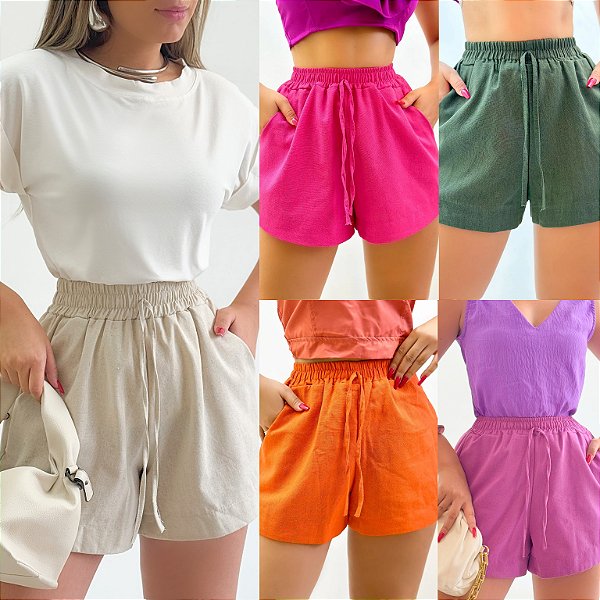 Shorts Curto De Linho