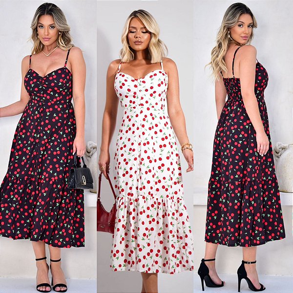 Vestido Midi De Cereja