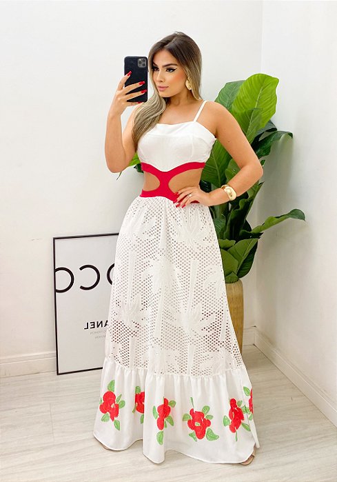 Vestido Longo Detalhe Vazado