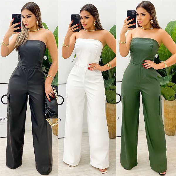 Macacão Cargo Couro Eco