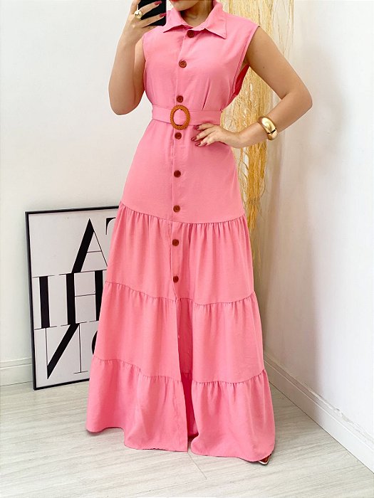 Vestido Longo De Botões