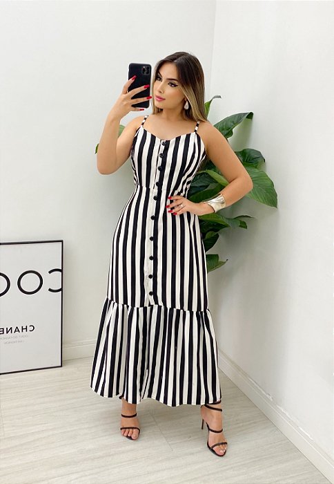 Vestido Midi Listrado