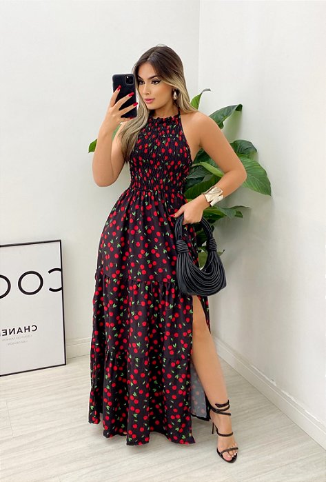 Vestido Longo Detalhe Fenda