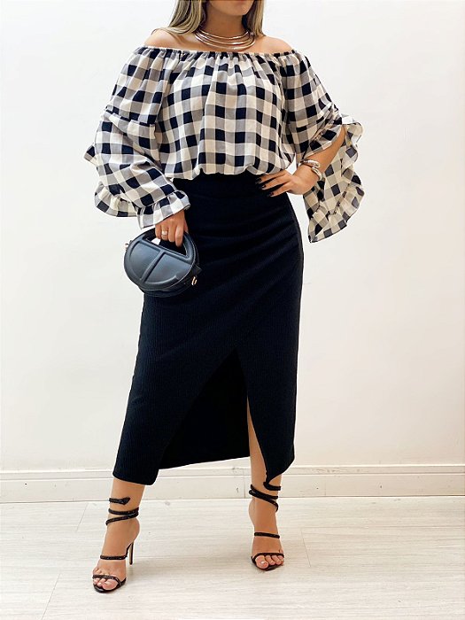 Blusa Manga Longa Xadrez