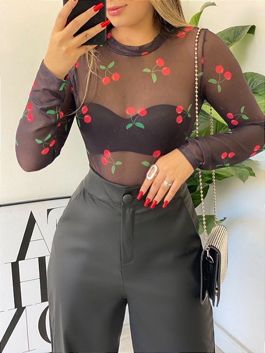 Body Tule Manga Longa