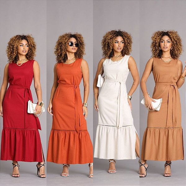 Vestido Longo Linho