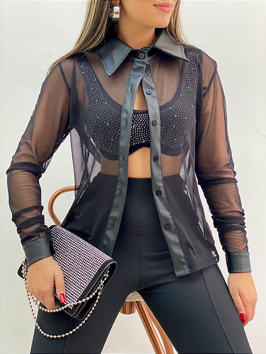 Blusa Manga Longa Tule
