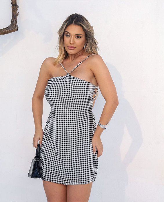 Vestido Curto Xadrez