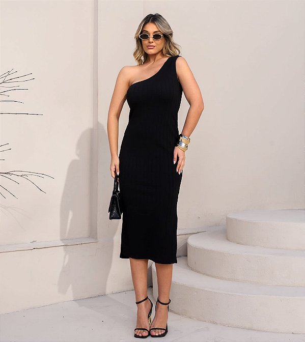 Vestido Midi Ombro Único