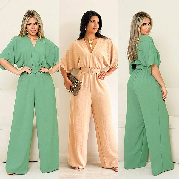 Macacão Longo Pantalona C/ Cinto