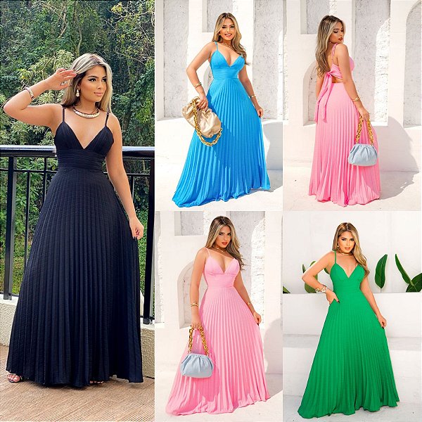 Vestido Longo Plissado