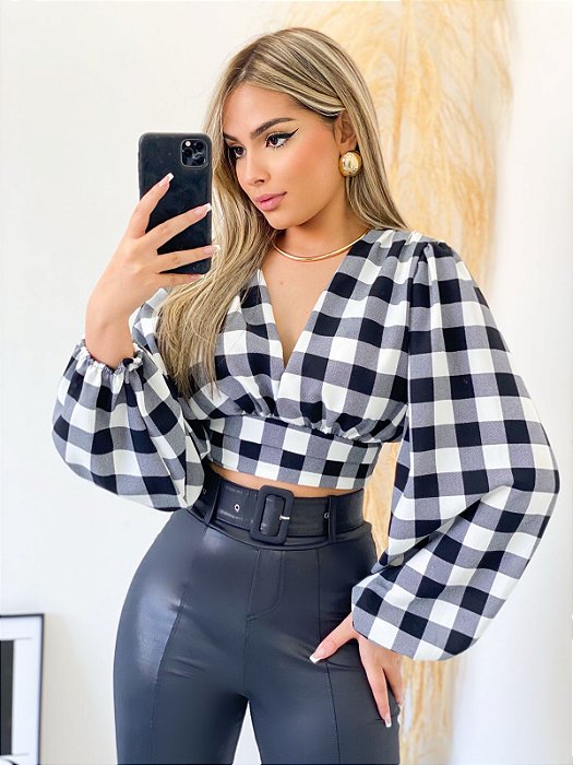 Blusa Manga Longa Xadrez