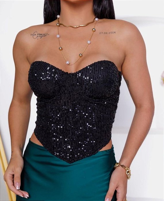 Cropped Tomara Que Caia Paetê