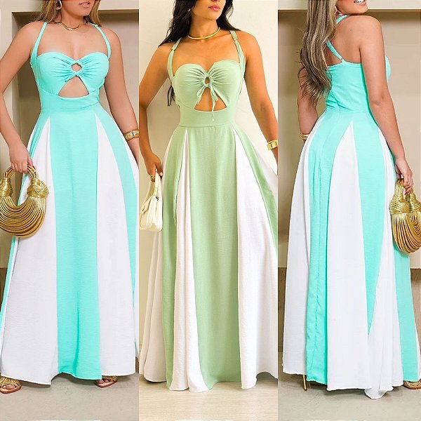 Vestido Longo Bicolor