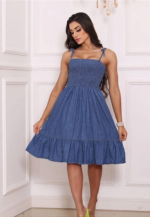 Vestido Curto Jeans Alça