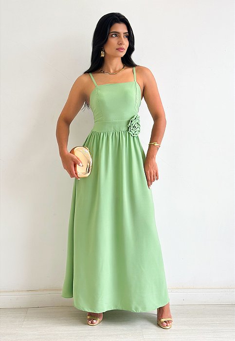 Vestido Longo Alça Flor