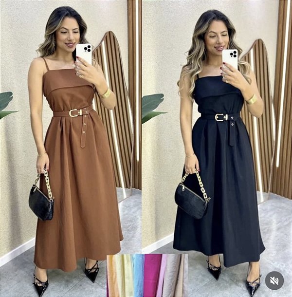 Vestido Longo Alça C/ Cinto