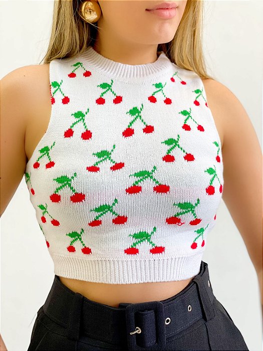 Cropped Tricot Cereja