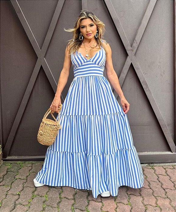 Vestido Longo Listrado