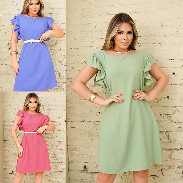 Vestido Curto De Manga