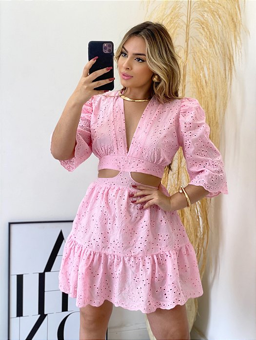 Vestido de Manga Curta Laise