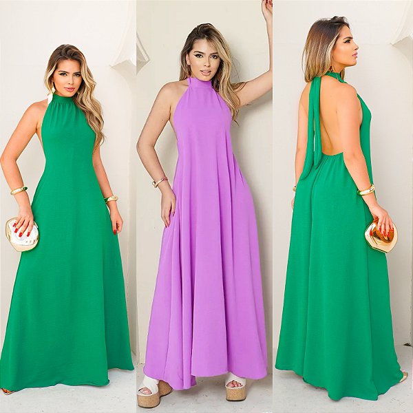 Vestido Longo De Gola