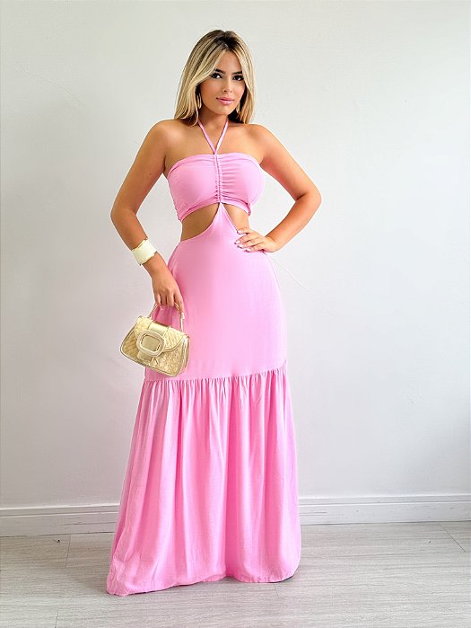 Vestido Longo Vazado Viscolinho
