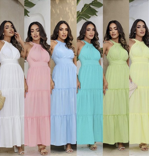 Vestido Longo de Gola