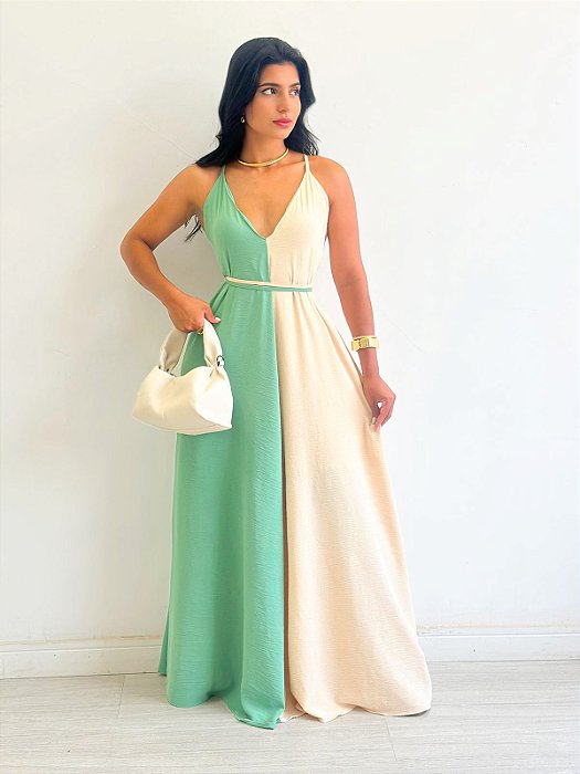 Vestido Longo Bicolor